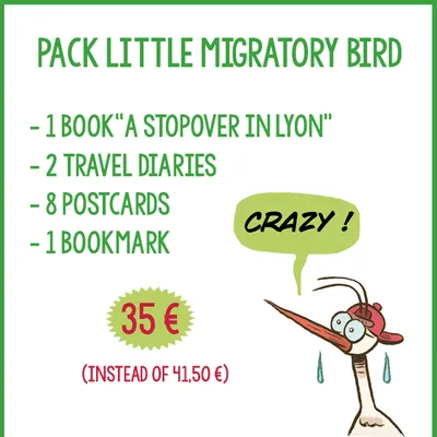 image
        du
        produit
        Pack Little Migratory Bird (1 book, 2 diaries, 8 postcards, 1 bookmark)